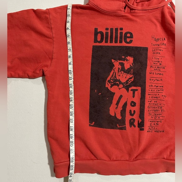 Billie Eilish Happier Than Ever 2022 Tour Hoodie Red/Orange Size Small EUC - Picture 7 of 12